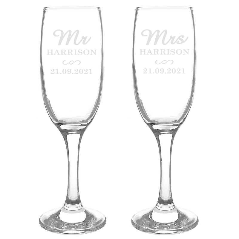 Personalised Classic Pair of Mr & Mrs Flutes PureEssenceGreetings