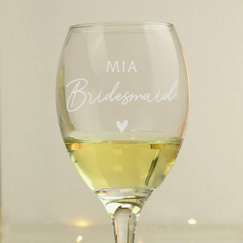 Personalised Bridesmaid | Maid of Honour Wine Glass Pure Essence Greetings