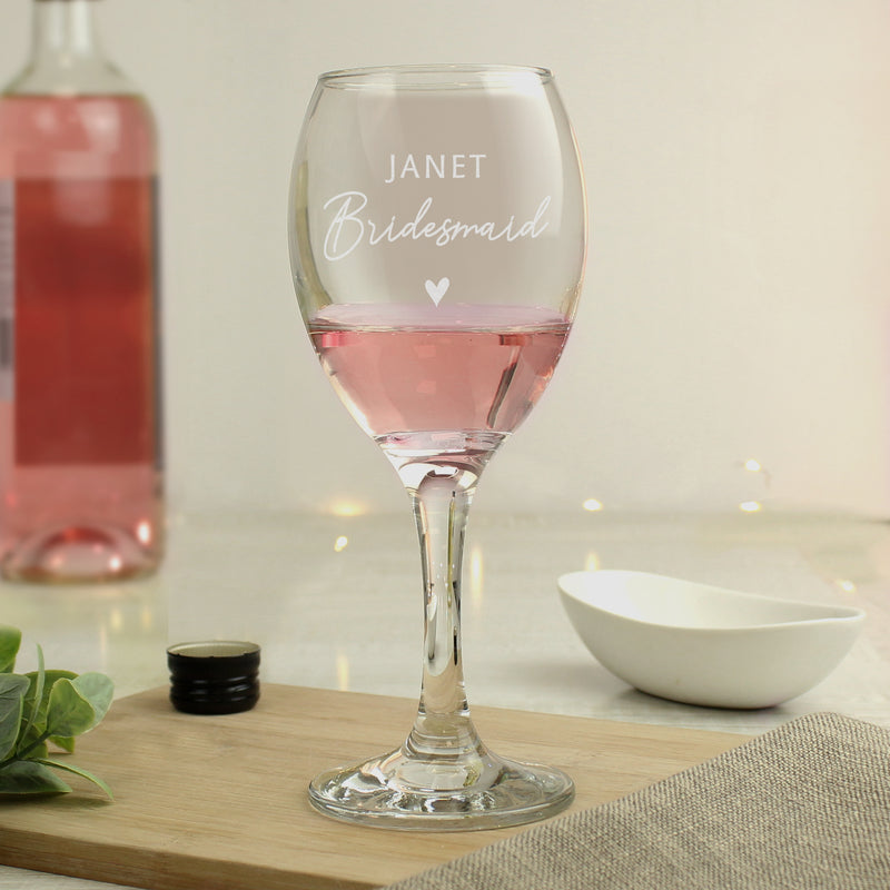 Personalised Bridesmaid | Maid of Honour Wine Glass Pure Essence Greetings