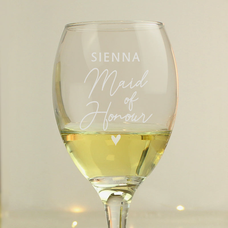 Personalised Bridesmaid | Maid of Honour Wine Glass Pure Essence Greetings