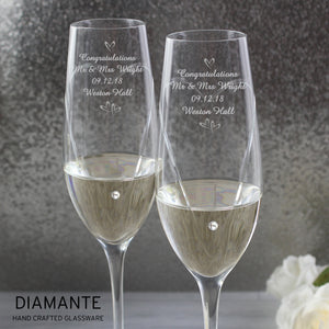 Personalised Hand Cut Little Hearts Pair of Flutes with Gift Box PureEssenceGreetings