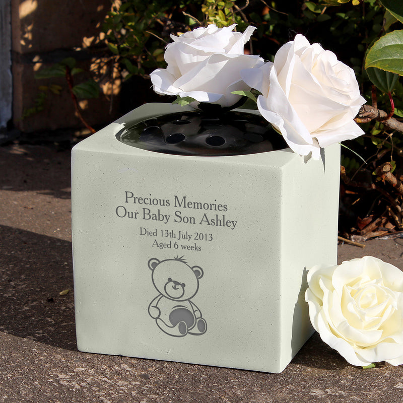 Personalised Teddy Bear Memorial Vase PureEssenceGreetings