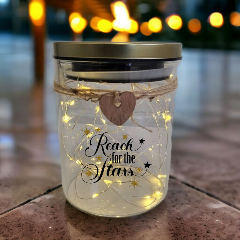 "REACH FOR THE STARS" - Personalised LED Photo Candle Jar PureEssenceGreetings