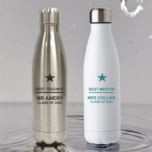 TEACHER Personalised Metal Insulated Flask Bottle | White | Silver (Copy) PureEssenceGreetings