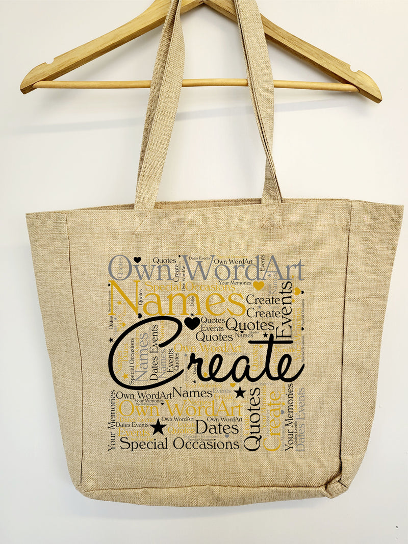 Personalised Word Art Custom Made Tote Bag | Own Text PureEssenceGreetings