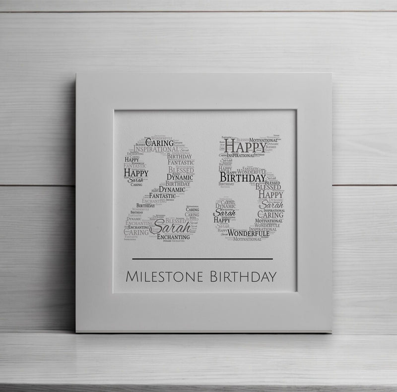 Birthday Age Personalised Word Art Card PureEssenceGreetings