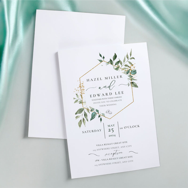 Botanical Design Wedding Invitation Service Pure Essence Greetings