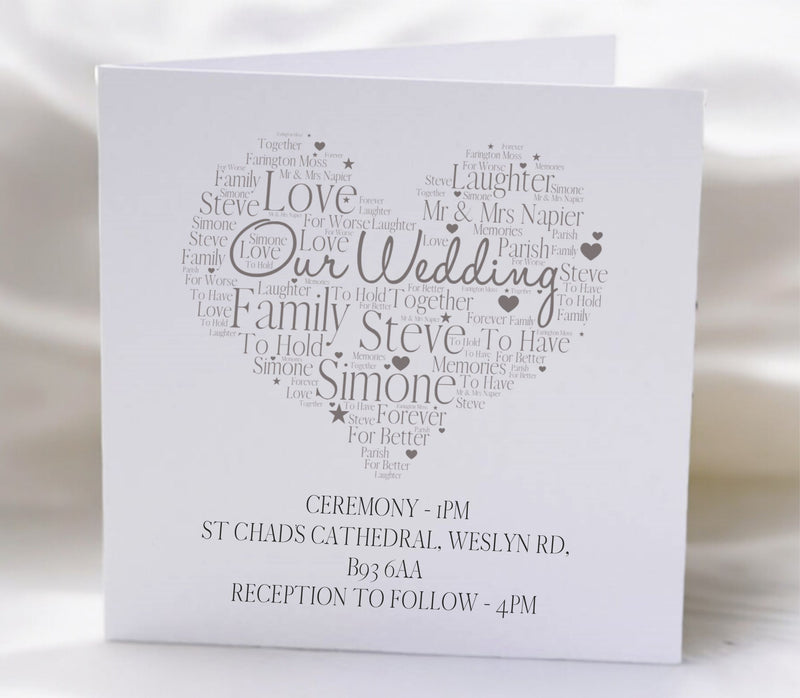 WordArt Square Wedding Invitations Service Pure Essence Greetings