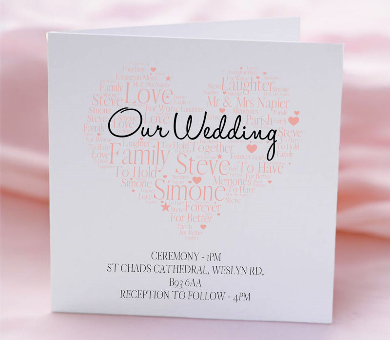 WordArt Square Wedding Invitations Service Pure Essence Greetings