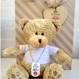 Personalised Christmas Teddy Bear Gift Tag PureEssenceGreetings