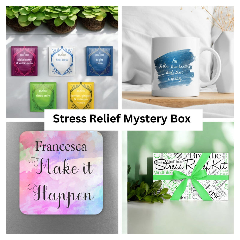 Stress Relief Personalised Mystery Gift Box | Monthly Subscription PureEssenceGreetings