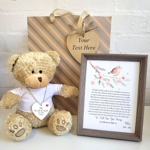 Personalised Baby Memorial Teddy in a Bag PureEssenceGreetings