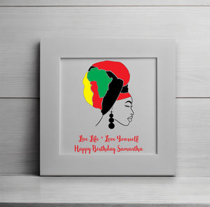 African Lady Wrap Greeting Card PureEssenceGreetings