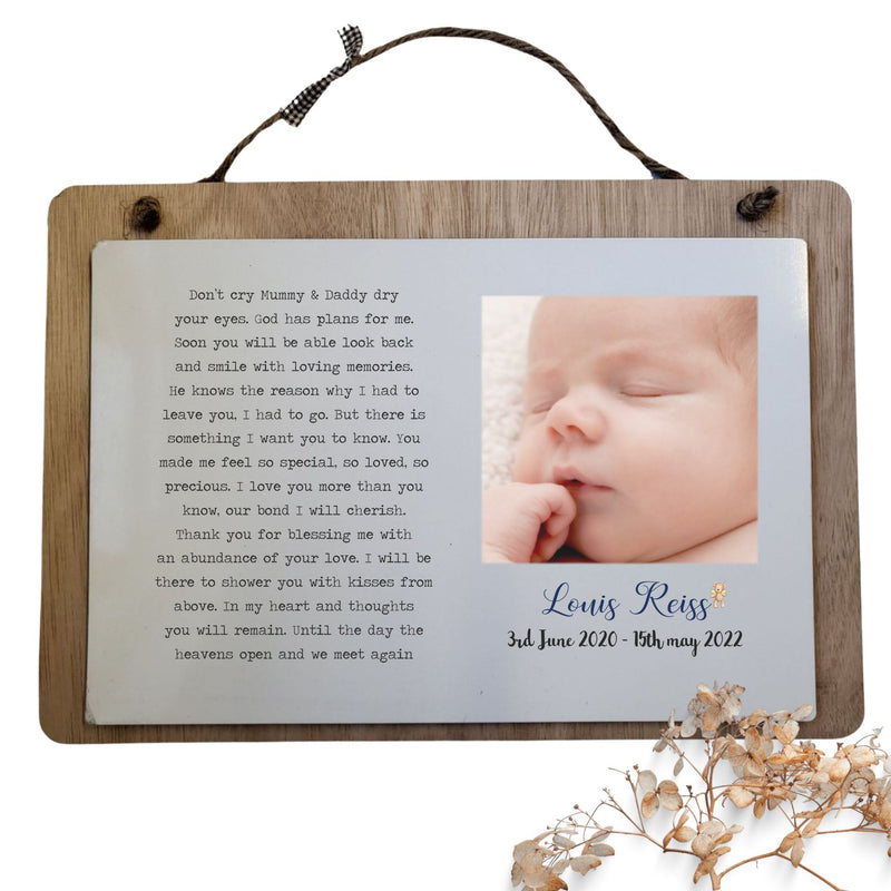 Kisses from Above Children's Remembrance Personalised Plaque PureEssenceGreetings 