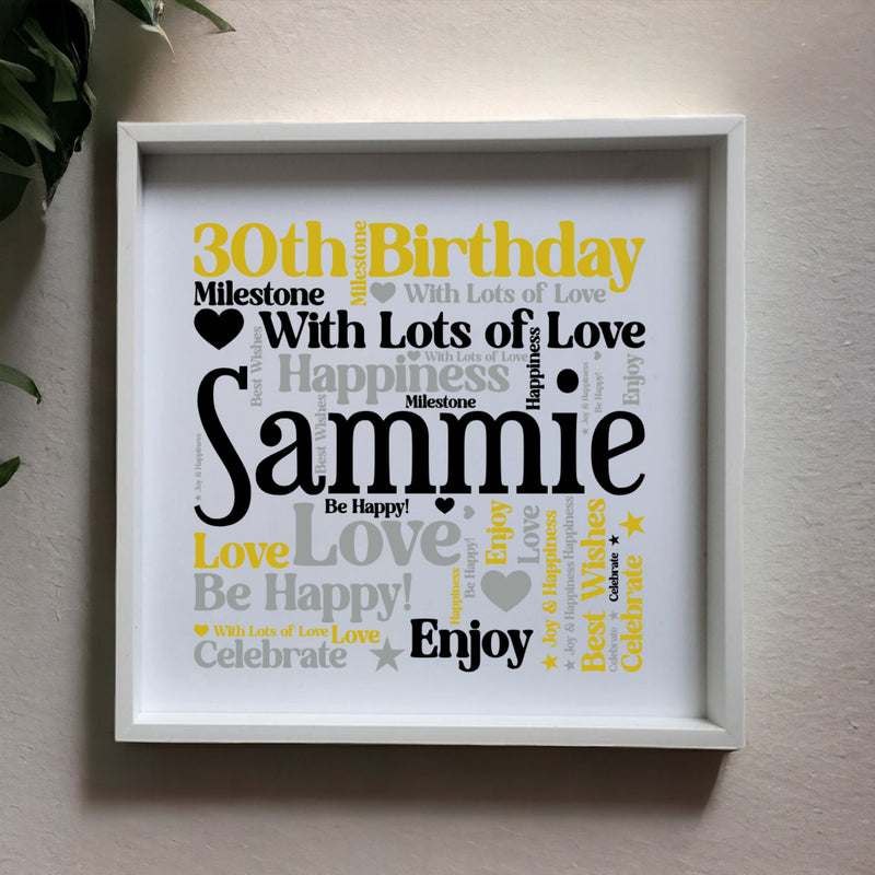 Personalised Birthday Word Art Ceramic Plaque - Any Age PureEssenceGreetings