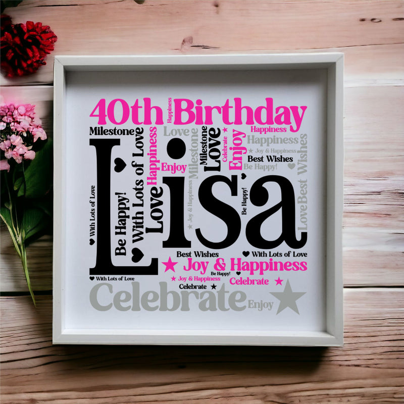 Personalised Birthday Word Art Ceramic Plaque - Any Age PureEssenceGreetings