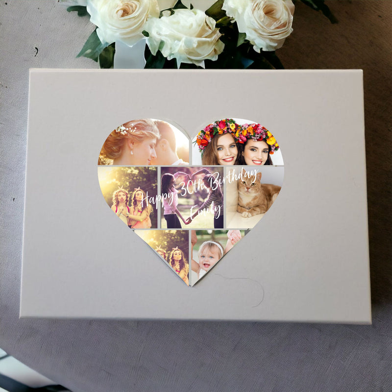 Personalised ANY Birthday Photo Collage Keepsake Box | Heart Design Pure Essence Greetings