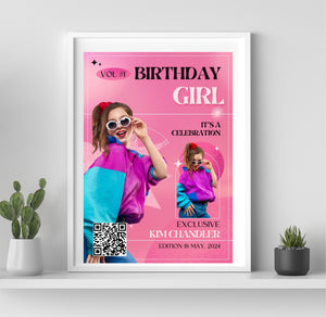 Personalised Birthday Magazine Cover QR Code Poster | Fashion Design A3 (Copy) Pure Essence Greetings