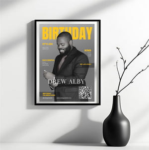 Personalised Birthday Magazine Cover QR Code Poster | Business  Design A3 Pure Essence Greetings