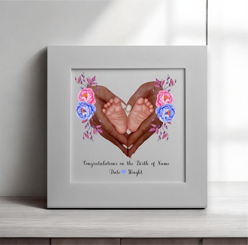 Baby Love Heart Feet Newborn Personalised Card PureEssenceGreetings