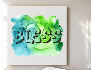 Bless Graffiti Design Framed Print PureEssenceGreetings