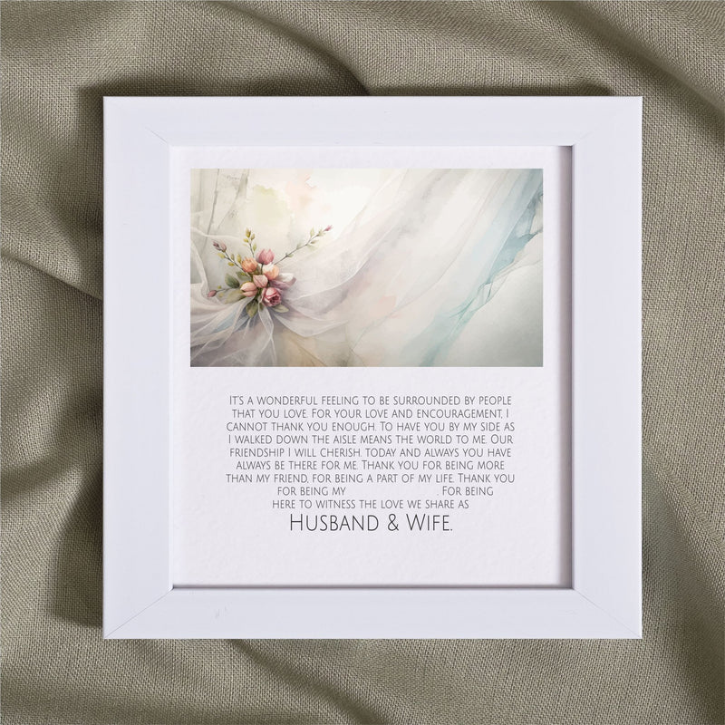 Bridesmaid Thank You Wedding Personalised Mounted Card PureEssenceGreetings