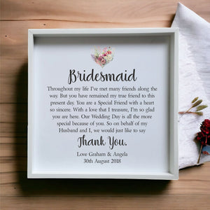Personalised Wedding Thank you Plaque | For Your Bridal Party PureEssenceGreetings
