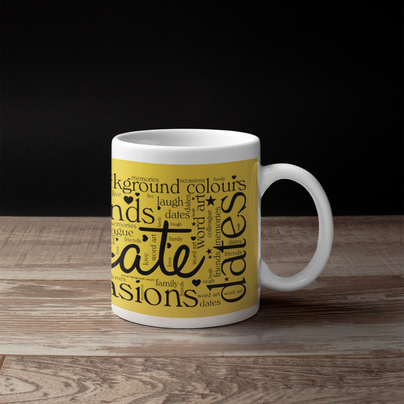 Personalised Word Art Ceramic Mug and Coaster Set - Own Words PureEssenceGreetings
