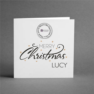 Christmas Personalised Branded Christmas Card & Badge PureEssenceGreetings