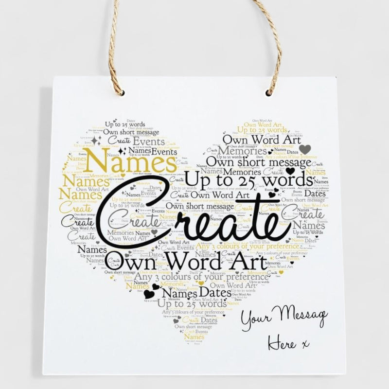 Personalised WordArt  Wooden Wall Plaque - Own Text PureEssenceGreetings