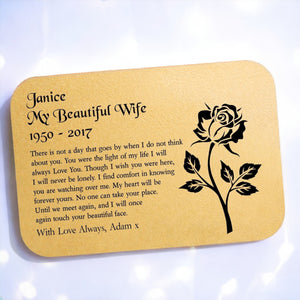 Wife Memorial Personalised Keepsake Wallet Card PureEssenceGreetings