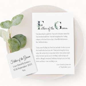 Father of the Groom Personalised Wedding Poem Letter & Wooden Heart Token PureEssenceGreetings