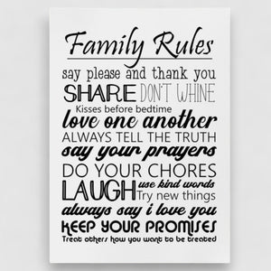 FAMILY RULES  Metal Sign Print PureEssenceGreetings