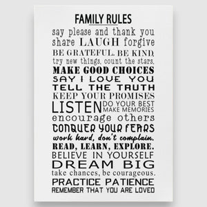 FAMILY RULES Metal Sign PureEssenceGreetings