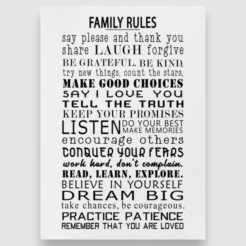 FAMILY RULES Metal Sign PureEssenceGreetings