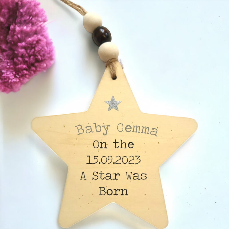 Newborn Baby Personalised Hanging Star | Gift Tag | Plaque | Decoration PureEssenceGreetings