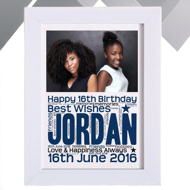 Birthday WordArt Personalised Mounted Photo Card PureEssenceGreetings