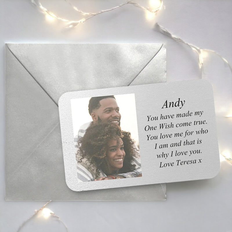 One Wish Personalised Love Photo Wallet Card PureEssenceGreetings