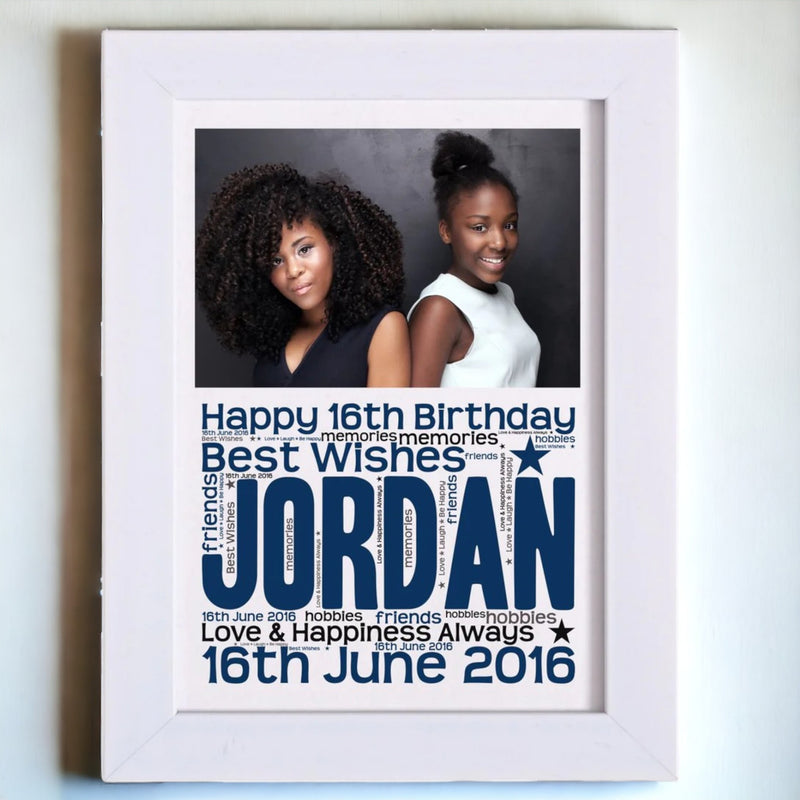 Birthday WordArt Personalised Mounted Photo Card PureEssenceGreetings