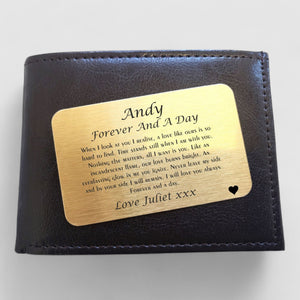 Forever and a Day Personalised Love Wallet Card PureEssenceGreetings