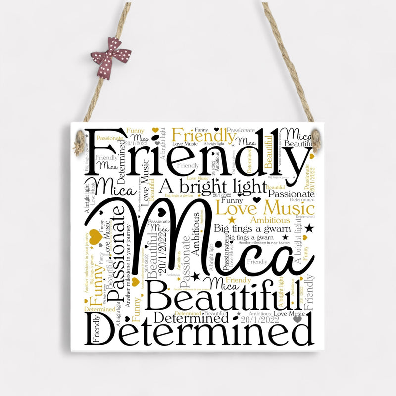 Personalised WordArt  Wooden Wall Plaque - Own Text PureEssenceGreetings