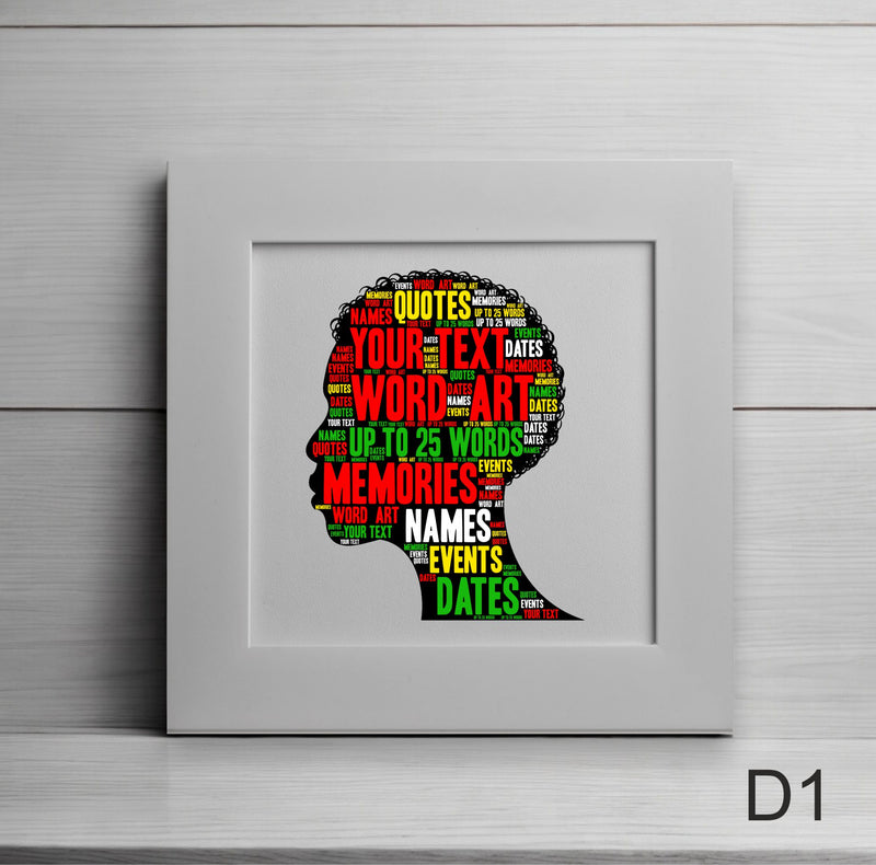 Afro Men Design Personalised Word Art Card PureEssenceGreetings