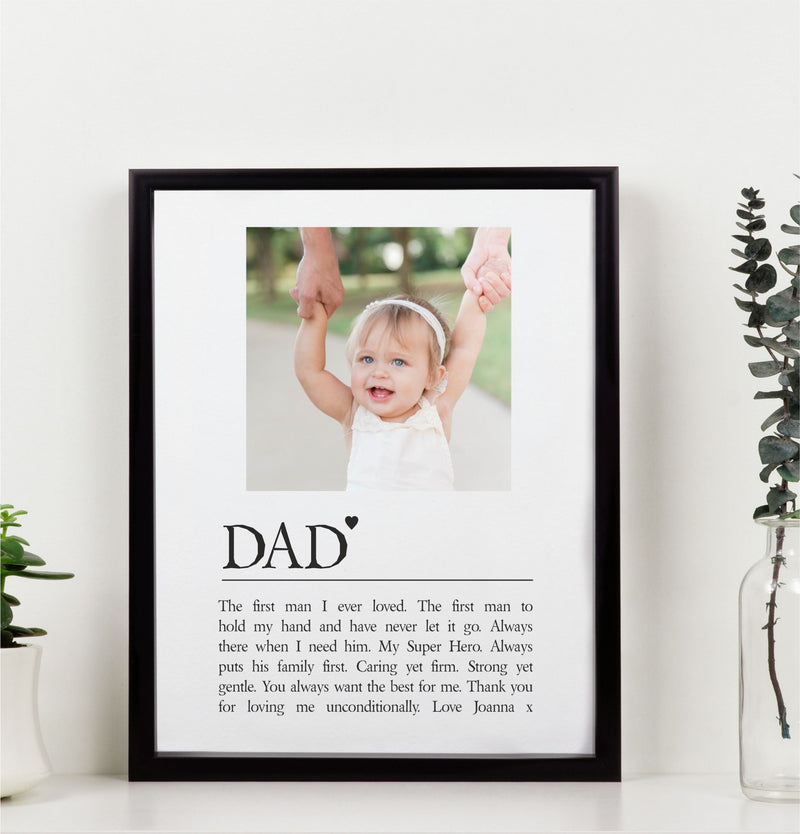 Dad Personalised Photo Framed Poem Print PureEssenceGreetings