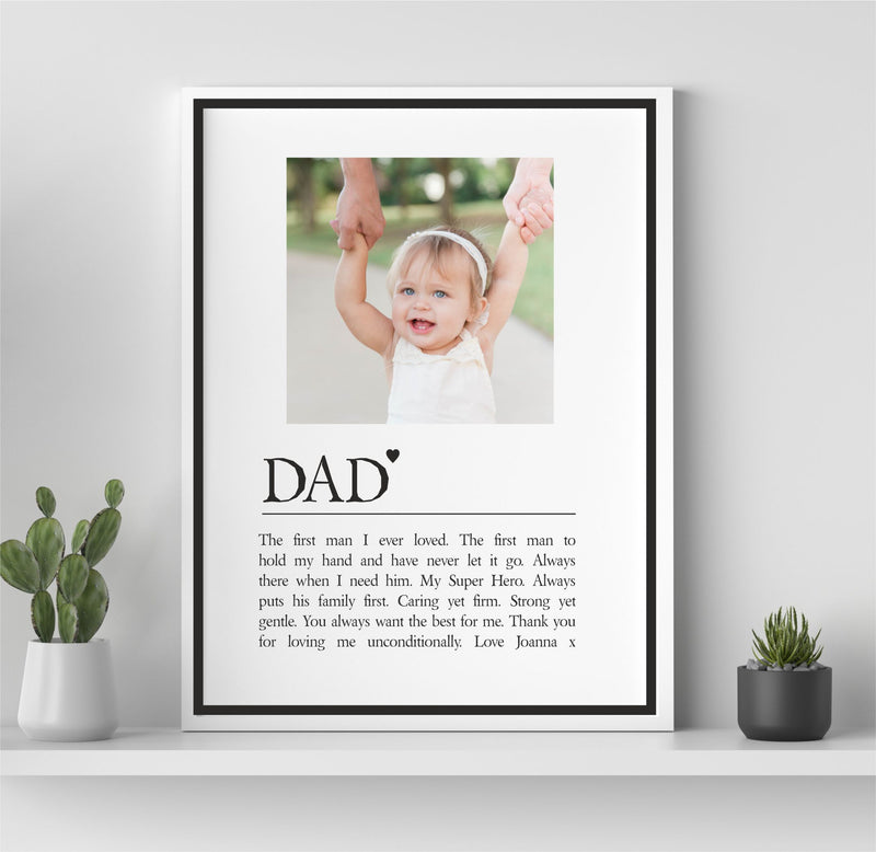 Dad Personalised Photo Framed Poem Print PureEssenceGreetings