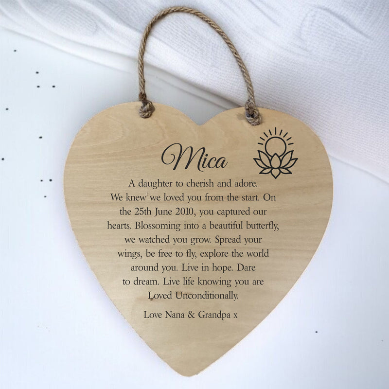 Personalised Wooden Heart Plaque | Own Text PureEssenceGreetings