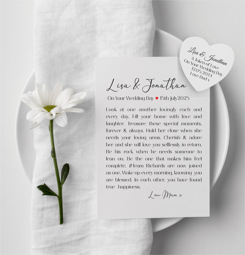 Wedding Personalised Frame Poem Print | Daughter & Son in Law PureEssenceGreetings