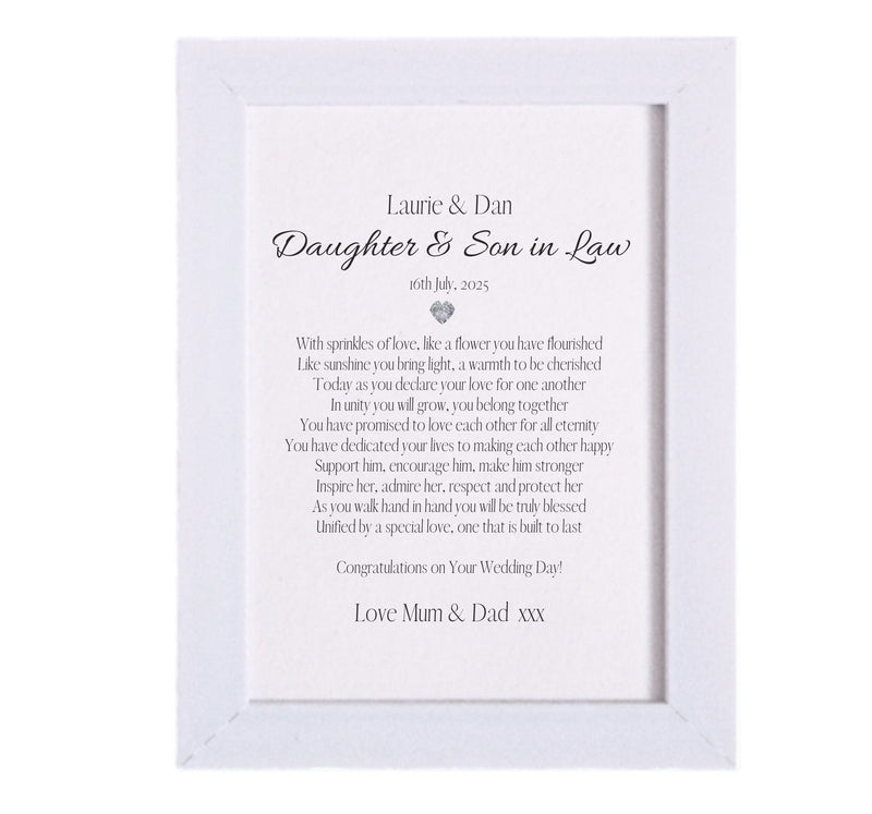 Daughter & Son in Law Poem Gift | Wedding Card and Heart Gift Set PureEssenceGreetings