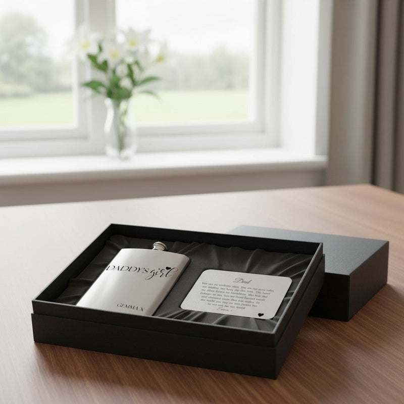 Personalised Dad Hip Flask & Wallet Card Set PureEssenceGreetings