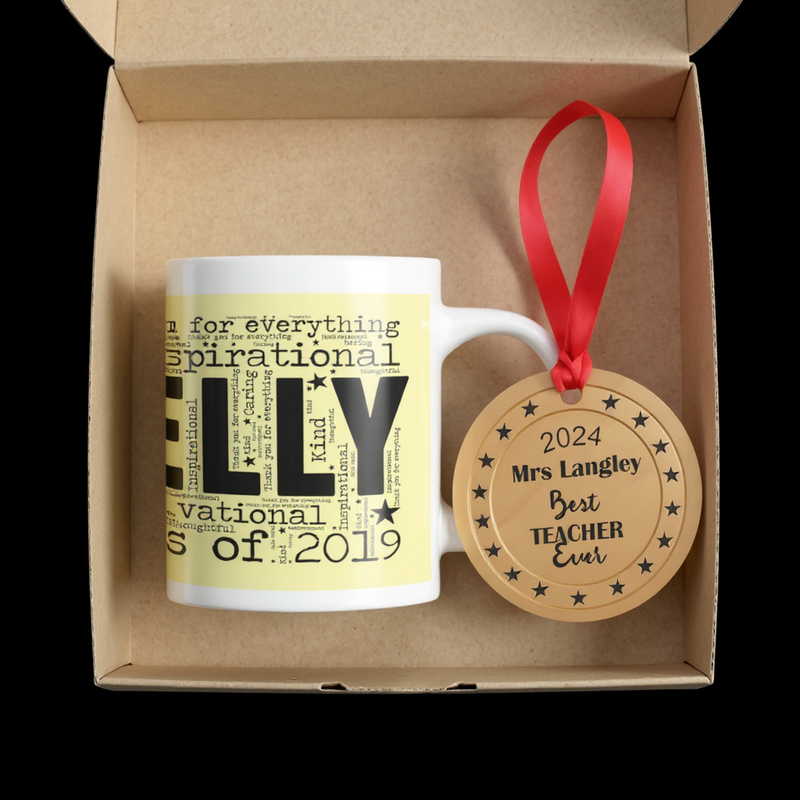 TEACHER Personalised Mug and Wood Plaque Set PureEssenceGreetings