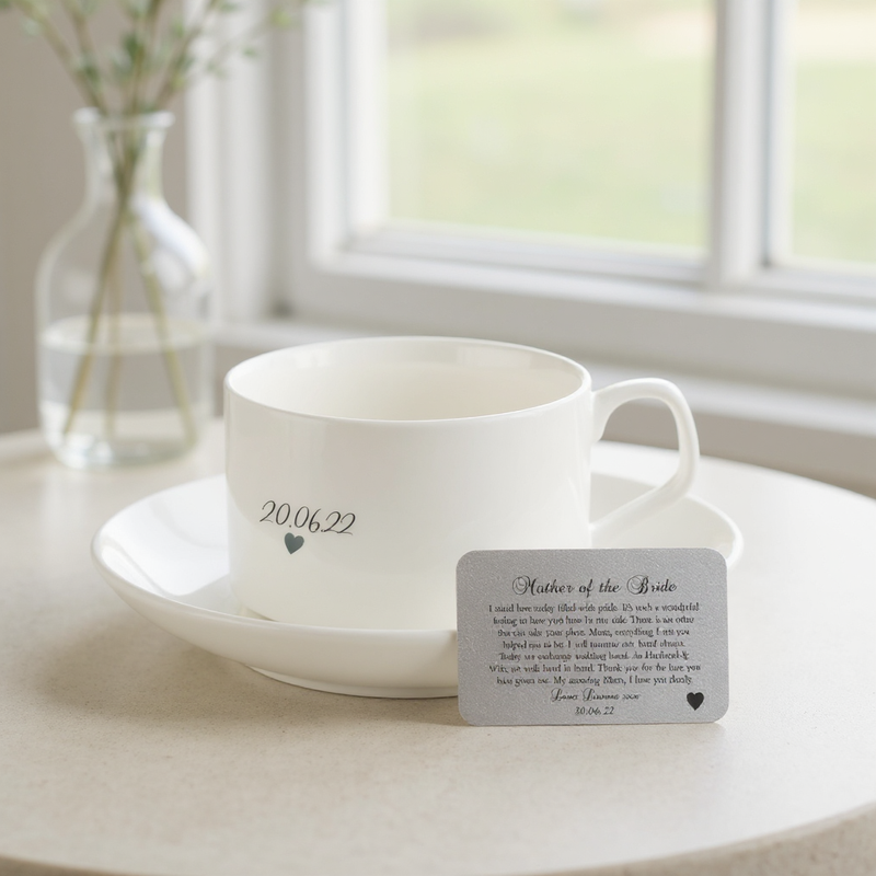 Personalised Mother of the Bride or Groom Wallet Card & Cup Set PureEssenceGreetings